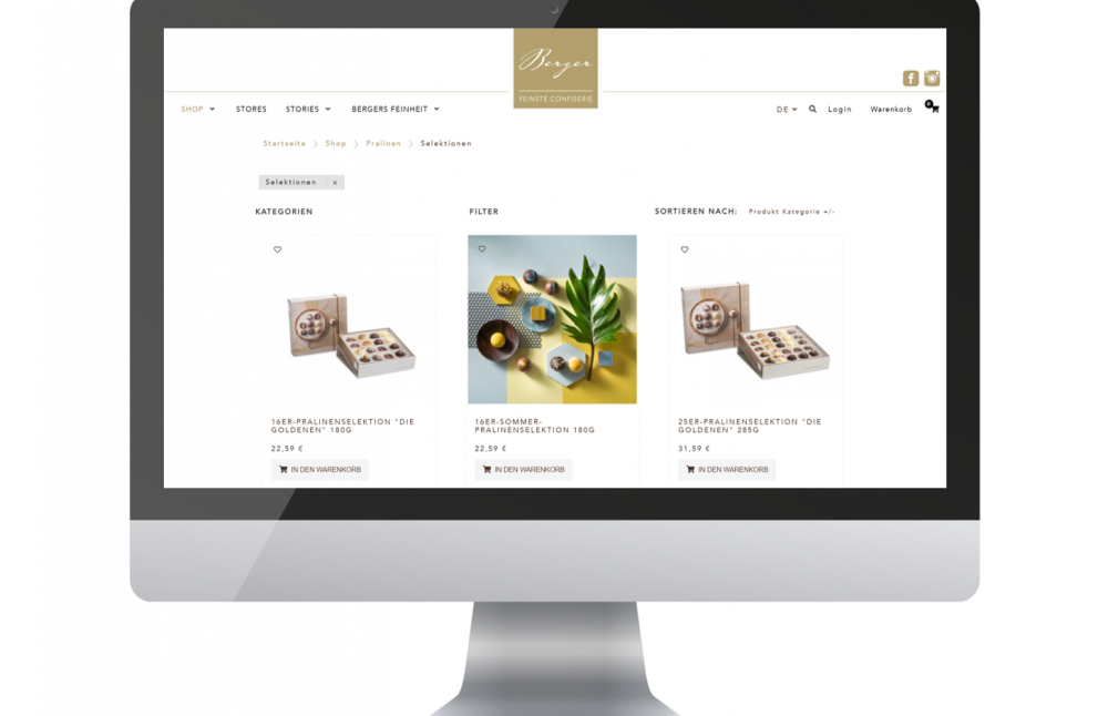 APSO Webshop bei Berger Feinste Confiserie